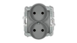 ICON Mechanizm gniazda podwójnego do ramki bez uziemienia 2x2P (przesłony torów prądowych) szary mat 27IGPR-2p