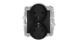 ICON Mechanizm gniazda podwójnego do ramki z uziemieniem 2x(2P+Z) (bez przesłon torów prądowych) czarny mat 12IGPR-2z