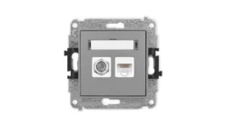 ICON Mechanizm gniazda antenowego poj. typu F (SAT) + gniazda komp. poj. 1xRJ45, kat. 5e, 8-stykowy szary mat 27IGFK-1