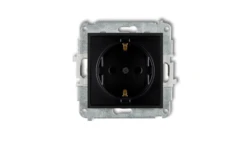 ICON Mechanizm gniazda pojedynczego z uziemieniem SCHUKO 2P+Z (przesłony torów prądowych) czarny mat 12IGP-1sp