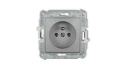 ICON Mechanizm gniazda pojedynczego z uziemieniem 2P+Z (bez przesłon torów prądowych) srebrny metalik 7IGP-1z