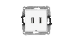 ICON Mechanizm gniazda podwójnego 2xUSB A-A 2.0, bez pola opisowego biały IGUSBBO-2