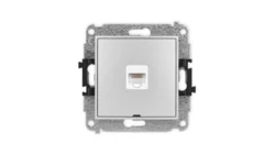 ICON Mechanizm gniazda komputerowego pojedynczego 1xRJ45, kat. 5e, 8-stykowy, bez pola opisowego srebrny metalik 7IGKBO-1