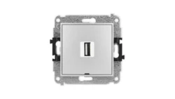 ICON Mechanizm gniazda pojedynczego USB A-A 2.0, bez pola opisowego srebrny metalik 7IGUSBBO-1