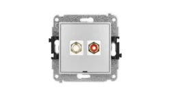 ICON Mechanizm gniazda podwójnego RCA, bez pola opisowego (typu cinch - biały i czerwony, pozłacany) srebrny metalik 7IGRCABO-2