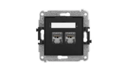 ICON Mechanizm gniazda komputerowego podwójnego 2xRJ45, kat. 6, ekranowane, 8-stykowy czarny mat 12IGK-6