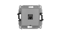 ICON Mechanizm gniazda komputerowego pojedynczego 1xRJ45, kat. 8, ekranowane, 8-stykowy, bez pola opisowego szary mat 27IGKBO-11