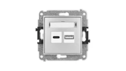 ICON Mechanizm ładowarki USB podwójnej USB C + USB A, 20W max. srebrny metalik 7ICUSB-8