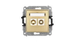 ICON Mechanizm gniazda głośnikowego pojedynczego (typu banan - czerwony i czarny, pozłacany, 4 mm2, skręcany) złoty 29IGG-4