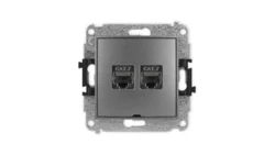 ICON Mechanizm gniazda komputerowego podwójnego 2xRJ45, kat. 7, ekranowane, 8-stykowy, bez pola opisowego grafitowy 11IGKBO-10