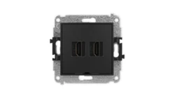 ICON Mechanizm gniazda podwójnego HDMI 2.0, bez pola opisowego czarny mat 12IHDMIBO-4