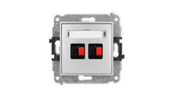 ICON Mechanizm gniazda głośnikowego podwójnego srebrny metalik 7IGG-2