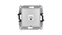 ICON Mechanizm gniazda komputerowego pojedynczego 1xRJ45, kat. 6, 8-stykowy, bez pola opisowego srebrny metalik 7IGKBO-3