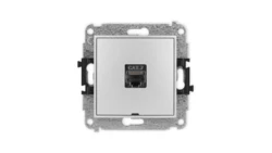 ICON Mechanizm gniazda komputerowego pojedynczego 1xRJ45 kat. 7, ekranowane, 8-styk, bez pola opisowego srebrny metalik 7IGKBO-9