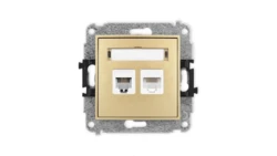 ICON Mechanizm gniazda telefonicznego poj. 1xRJ11 + komputerowego poj. 1xRJ45, kat. 5e, 8-styk, beznarzędziowe złoty 29IGTK