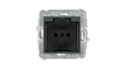 ICON Mechanizm gniazda bryzgoszczelnego z uziemieniem 2P+Z (klapka dymna, przesłony torów prądowych) grafitowy mat 28IGPB-1zdp