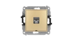 ICON Mechanizm gniazda komputerowego pojedynczego 1xRJ45, kat. 5e, ekranowane, 8-stykowy, bez pola opisowego złoty 29IGKBO-1e