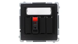 Simon Basic Gniazdo głośnikowe 1-krotne z polem opis. (moduł) Przekrój przew.dla wejścia i wyjścia 2,5 mm2 czarny BMGL31.01/49