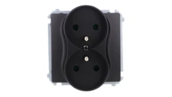 Simon Basic Gniazdo wtyczkowe podwójne z uziemieniem (moduł),16A, 250V, zaciski śrubowe czarny BMGZ2M.01/49