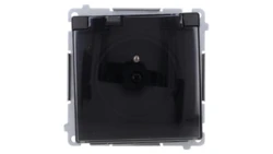 Simon Basic Gniazdo wtyczkowe z uziemieniem, IP44 (moduł) 16A, 250V, zaciski śrubowe klapka transp. czarny BMGZ1B.01/49A