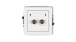 DECO Mechanizm gniazda antenowego podwójnego typu F (SAT) niklowany, biały mat 25DGF-2