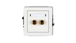 DECO Mechanizm gniazda głośnikowego pojedynczego (typu banan - czerwony i czarny, pozłacany, 4 mm2, skręcany), biały mat 25DGG-4