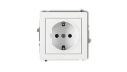 DECO Mechanizm gniazda pojedynczego z uziemieniem SCHUKO 2P+Z (przesłony torów prądowych), biały mat 25DGP-1sp