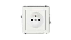 DECO Mechanizm gniazda pojedynczego z uziemieniem 2P+Z (przesłony torów prądowych), biały mat 25DGP-1zp