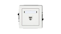 DECO Mechanizm gniazda telefonicznego pojedynczego 1xRJ11, 4-stykowy, beznarzędziowe, biały mat 25DGT-1