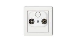 DECO Mechanizm gniazda abonenckiego RTV przelotowego 12dB, biały mat 25DG12P