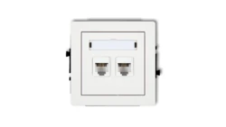 DECO Gniazdo telefoniczne podwójny 2xRJ11, 4-stykowy, beznarzędziowe biały mat 25DGT-2