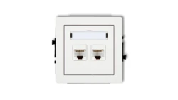 DECO Mechanizm gniazda komputerowego podwójnego 2xRJ45, kat. 6, 8-stykowy, biały mat 25DGK-4