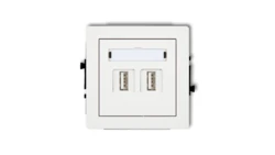 DECO Mechanizm gniazda podwójnego 2xUSB A-A 3.0, biały mat 25DGUSB-6
