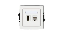 DECO Mechanizm gniazda pojedynczego HDMI 2.0 + gniazda komp. poj. 1xRJ45, kat. 5e, 8-stykowy, biały mat 25DGHK