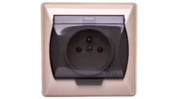 AKCENT Gniazdo bryzgoszczelne z/u IP44 klapka przezroczysta beżowe GPH-1AZ/01/d