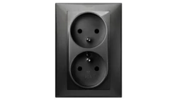 SANTRA gniazdo 2x2P+Z monolit z ramką podtynkowe czarny 4135-09