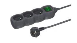 Przedłużacz 3-gniazdowy, 5m grafit, z wyłącznikiem, 3x1,0mm OWY 24303