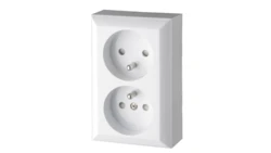 Gniazdo natynkowe podwójne z uziemieniem, IP20, białe, GAO 20456