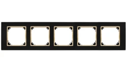 SANTRA ramka pięciokrotna IP20 czarny/złoty 4175-47