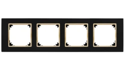 SANTRA ramka czterokrotna IP20 czarny/złoty 4174-47