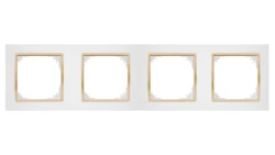 SANTRA ramka czterokrotna IP20 biały/złoty 4174-27