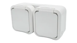 Gniazdo z uziemieniem podwójne natynkowe Aqua Pro IP55 białe 60225