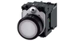 Przycisk podświetlany 22mm kompletny biały płaski powrotny tworzywo płaski 1Z LED 24V AC_DC przył śrubowe 3SU1102-0AB30-3FA0