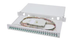 Panel krosowy FO z wyposażeniem 19 1U, 24x LC dx, OM3, pigtaile, adaptery, tacki, wysuwany, szary DN-96332/3