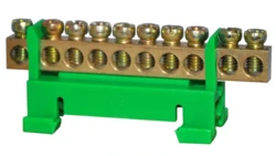 Listwa zaciskowa 10-torowa 10mm2 TH35 zielona LZ-10G