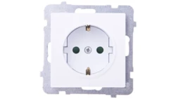 SONATA Gniazdo pojedyncze z uziemieniem schuko z przesłonami torów prądowych biały mat GP-1RSP/m/75