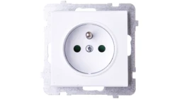 SONATA Gniazdo pojedyncze z uziemieniem z przesłonami torów prądowych biały mat GP-1RZP/m/75