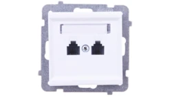 SONATA Gniazdo telefoniczne podwójne równoległe biały mat GPT-2RR/m/75