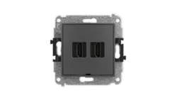 MINI Mechanizm gniazda podwójnego HDMI 2.1, 8K, bez pola opisowego grafitowy mat 28MHDMIBO-6