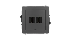 DECO Mechanizm gniazda podwójnego HDMI 2.1, 8K, bez pola opisowego grafitowy mat 28DHDMIBO-6
